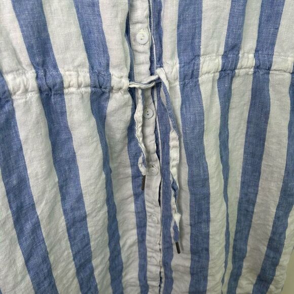 Blank NYC Linen Button Front Shirt Dress L Blue White Stripe Preppy Nautical - Picture 4 of 12